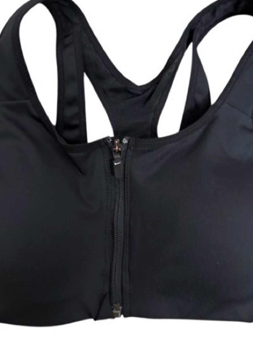 Nike Black Front-Zip Racerback Sports Bra